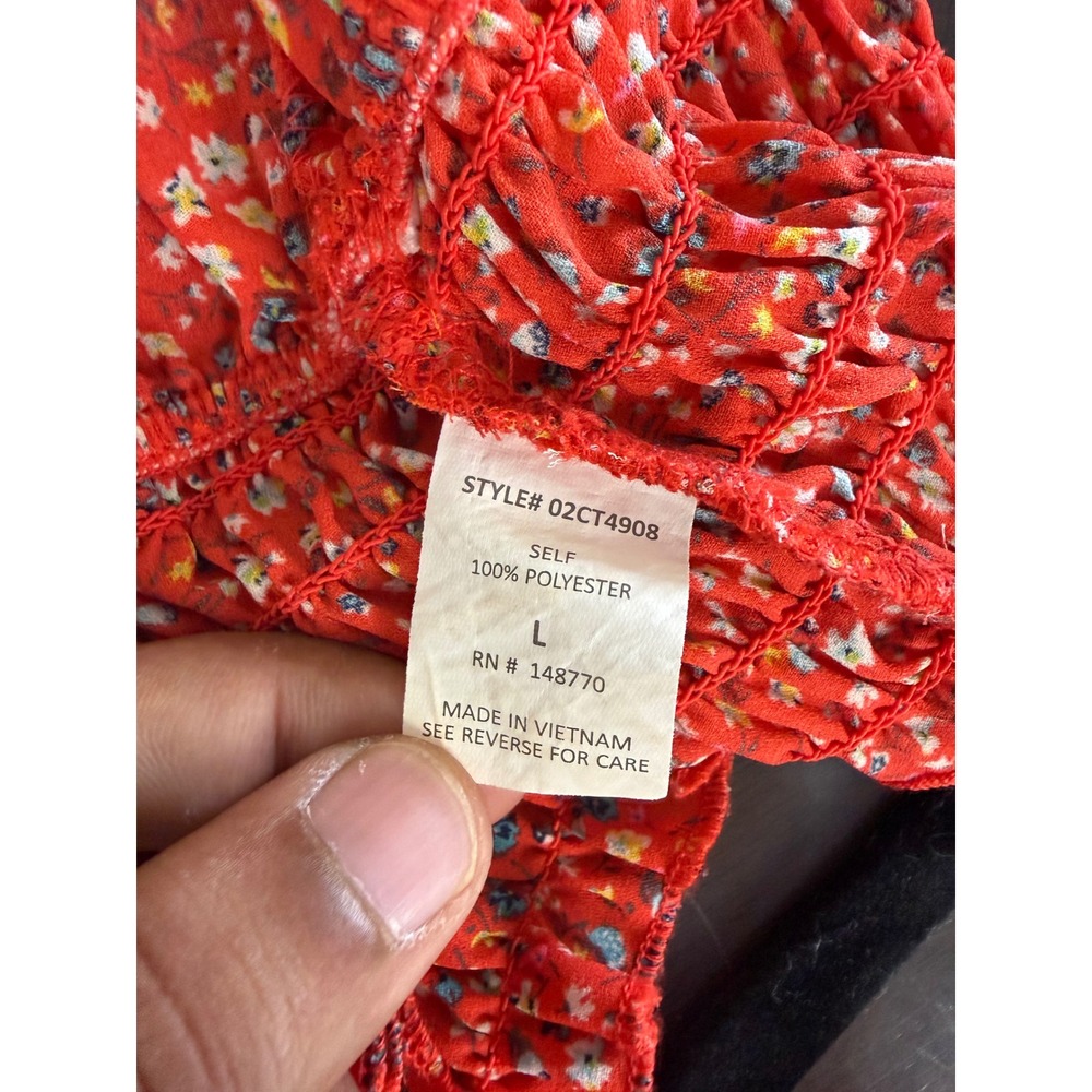 Sienna Sky Crop Top Women's Large Floral Spaghetti Strap Smocked Tie - Picture 4 of 9